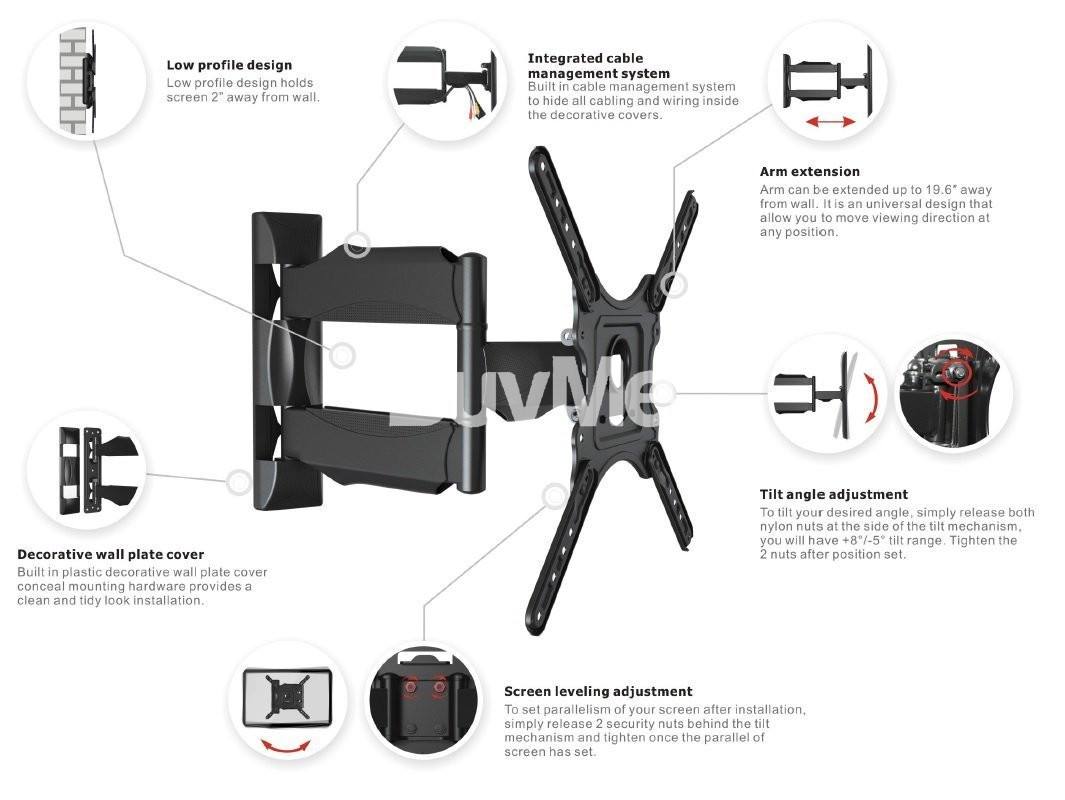 UNIVERSAL ADJUSTABLE TV WALL MOUNT FOR 32″- 60″ SIZE TV’S – P4