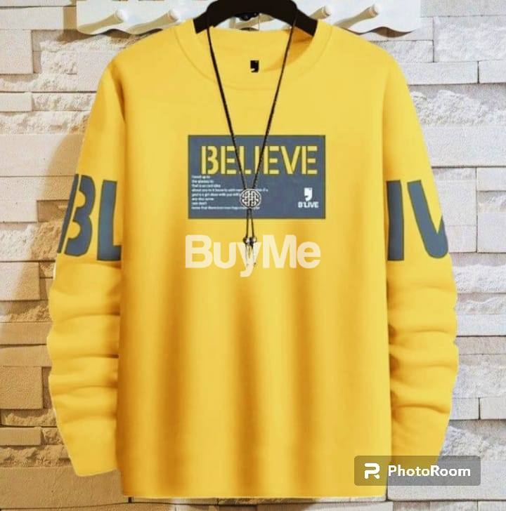 BELIEVE PRINTED ROUND NECK MEN 'S LONG SLEEVED T-SHIRT