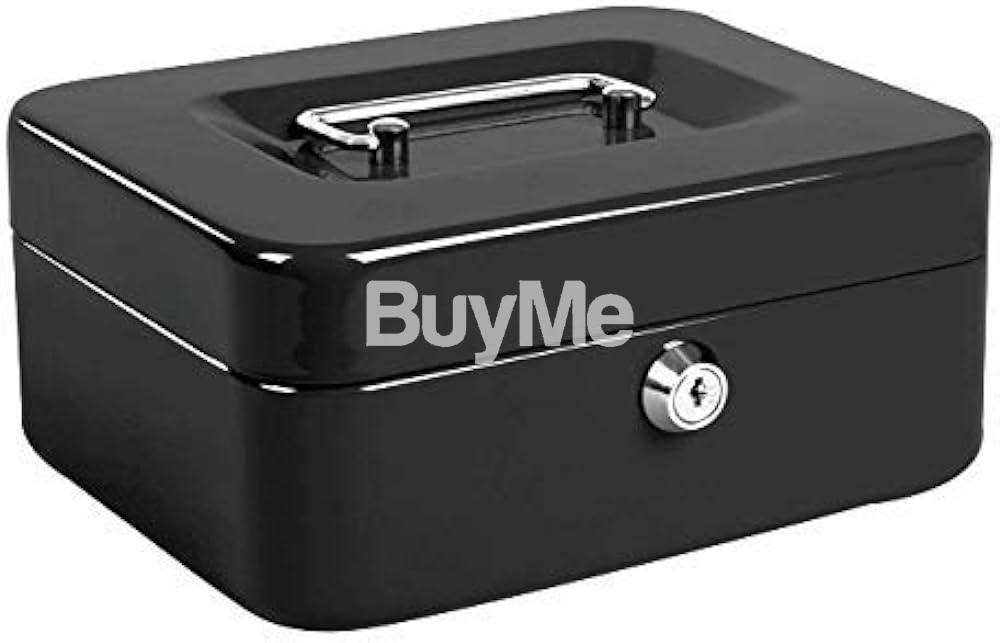 8'' PETTY CASH TIN STEEL MONEY SAFE BOX WITH LOCK 2 KEYS