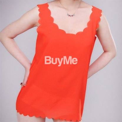 WOMEN CHIFFON SLIM SLEEVELESS TOP