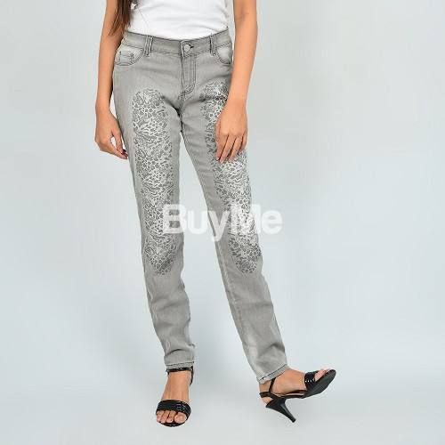 GLO WOMEN’S STYLISH SLIM-FIT DENIM PANT - GREY