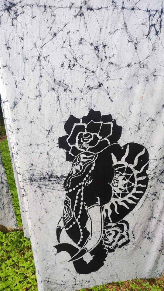 BATHIK DRESS, FROCK MATERIAL - BLACK IN WHITE (OTHER DESIGN)