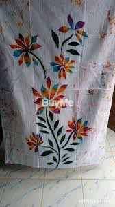 BATHIK DRESS, FROCK MATERIAL - WHITE AND COLOR MIXING (FLOWER DESIGN)