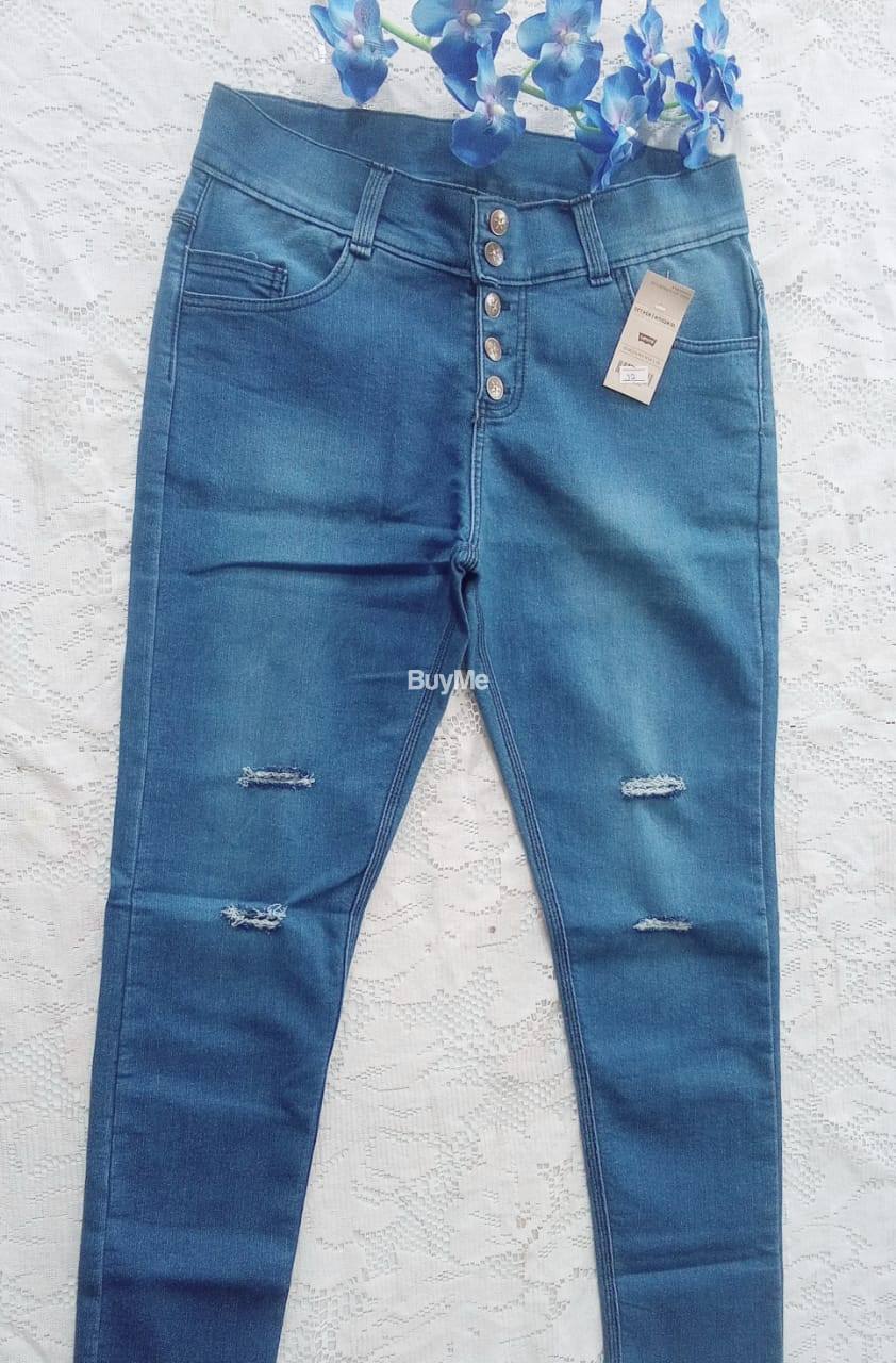 BLUE COLOUR OPEN PATCH DENIM FOR GIRLS