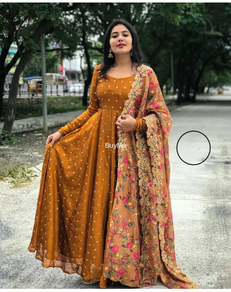 MAXI GOWN WITH DUPPTTA- ORANGE