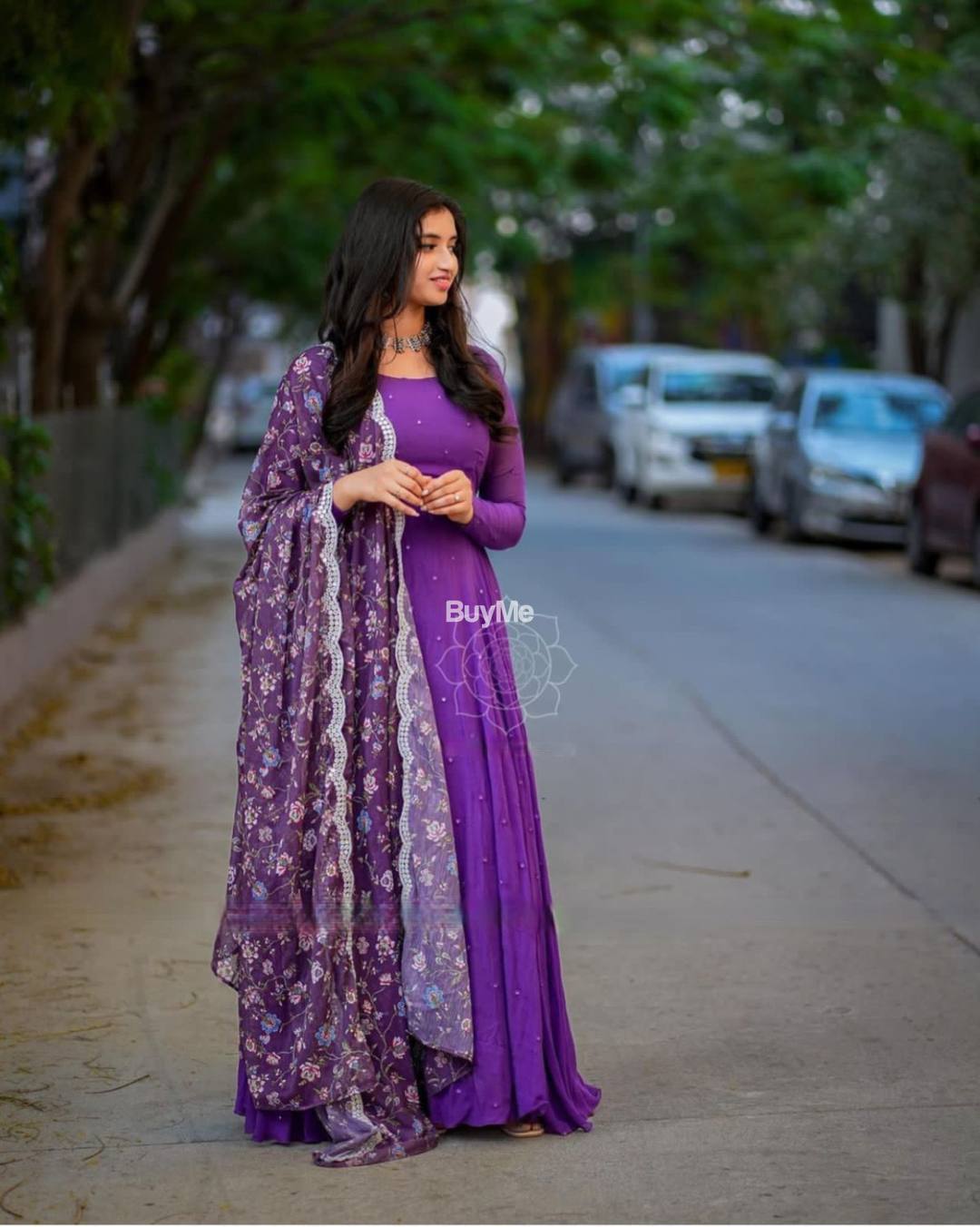 MAXI GOWN WITH DUPPTTA - PURPLE