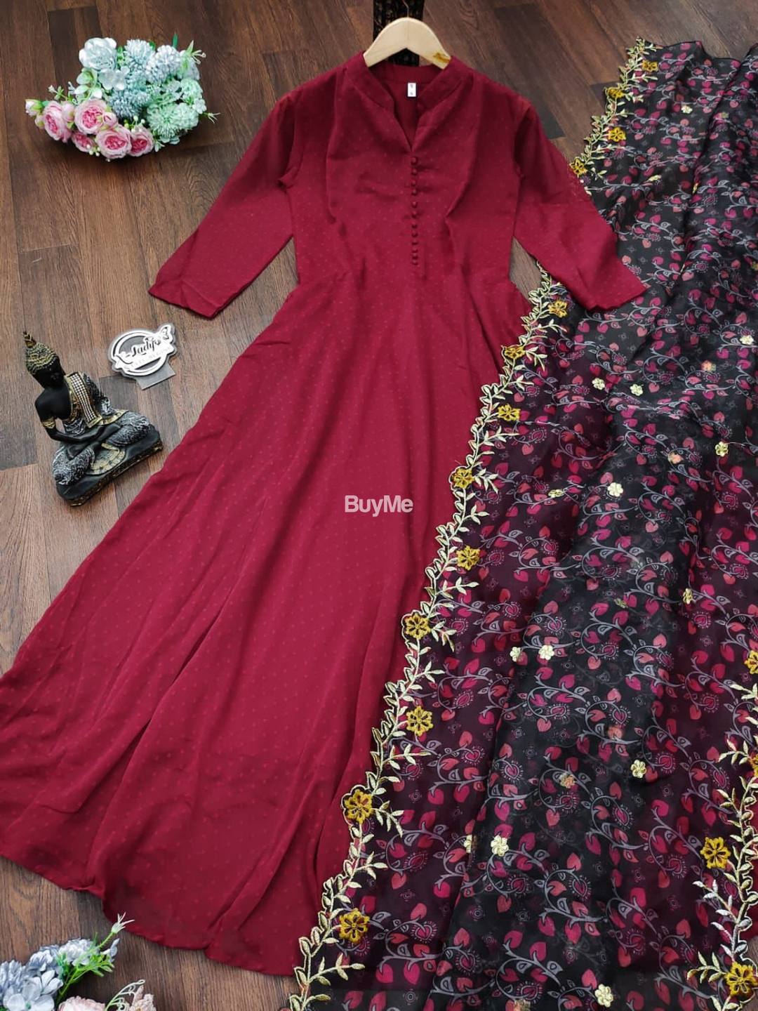 MAXI GOWN WITH DUPPTTA - RED