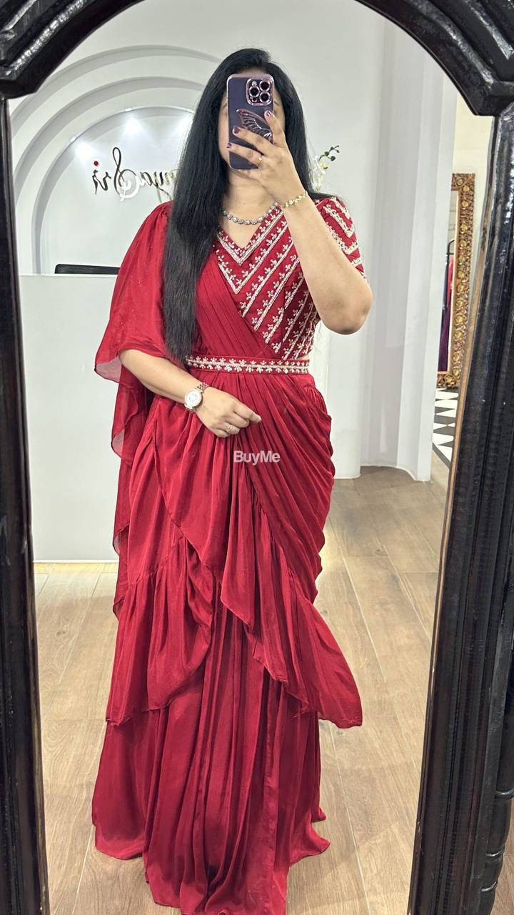 RED CHINNON DRAPE - PARTY DRESS
