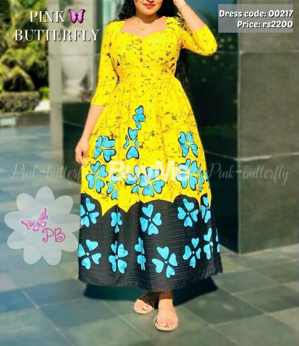 NEW DESIGN LONG FROCK YELLOW COLOUR
