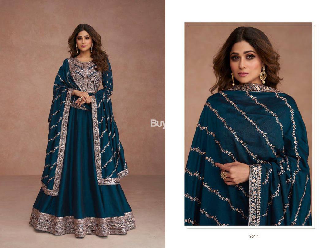 SEQUENCE EMBROIDERY WORKED TOP WITH DUPATTA - BLUE