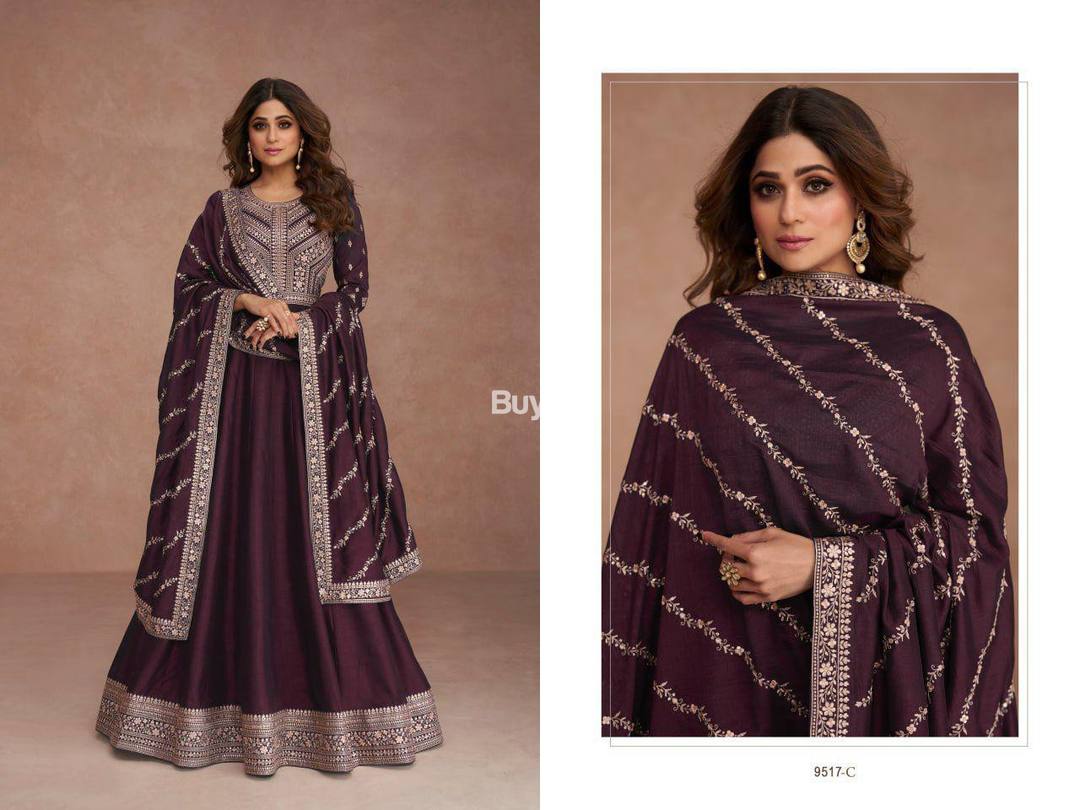 SEQUENCE EMBROIDERY WORKED TOP WITH DUPATTA - PURPLE