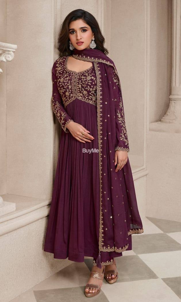 HEAVY CHINON WITH EMBROIDED SEQUENCE WORK