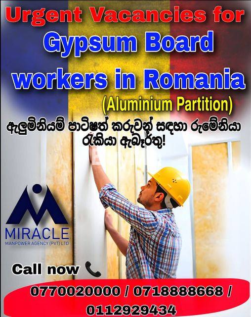 GYPSUM BOARD WORKERS IN ROMANIA - URGENT