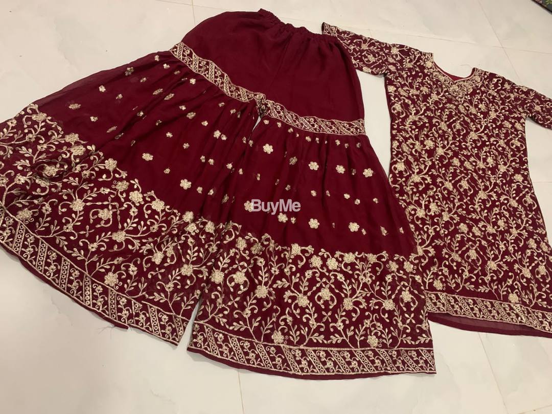 GARARA DRESS-HEAVY GEORGETTE WITH FULLY EMBROIDERY