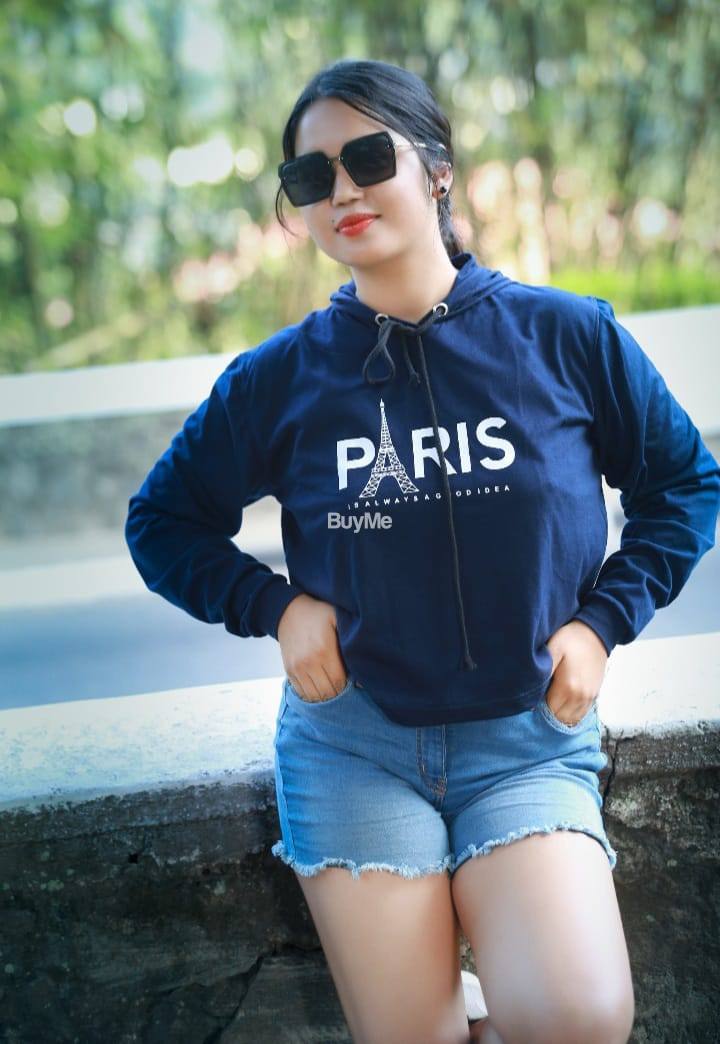 PARIS HOODIE DARK BLUE & GREY - GIRLS