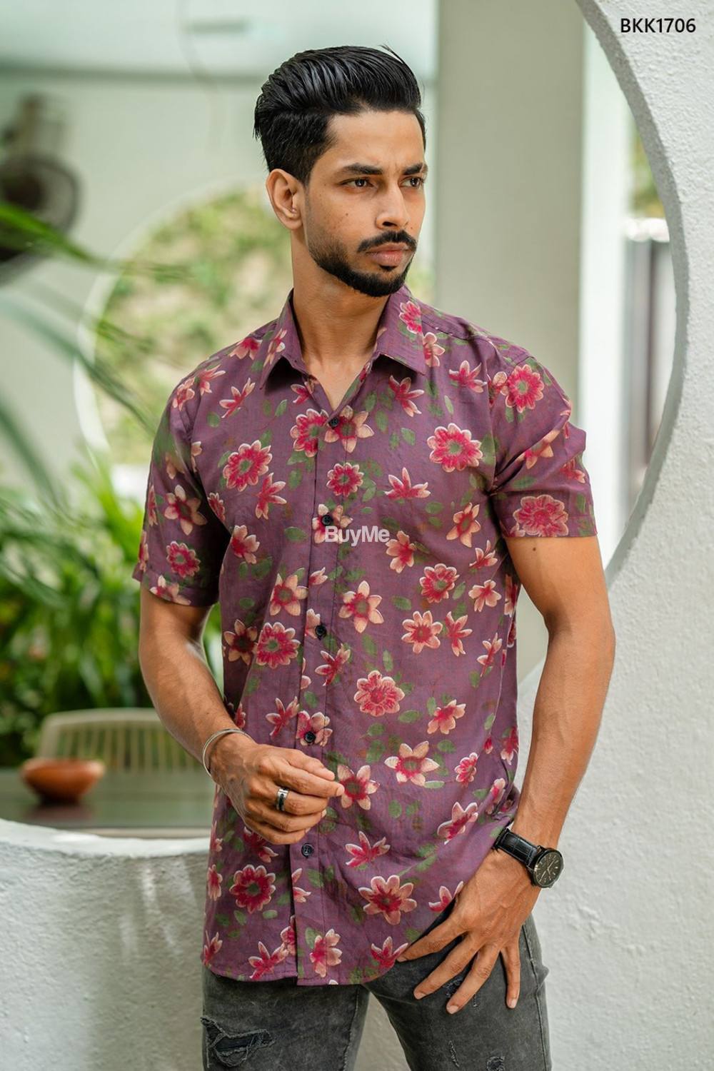 FLORAL PRINTED SHORT SLEEVE SHIRTS FOR MEN