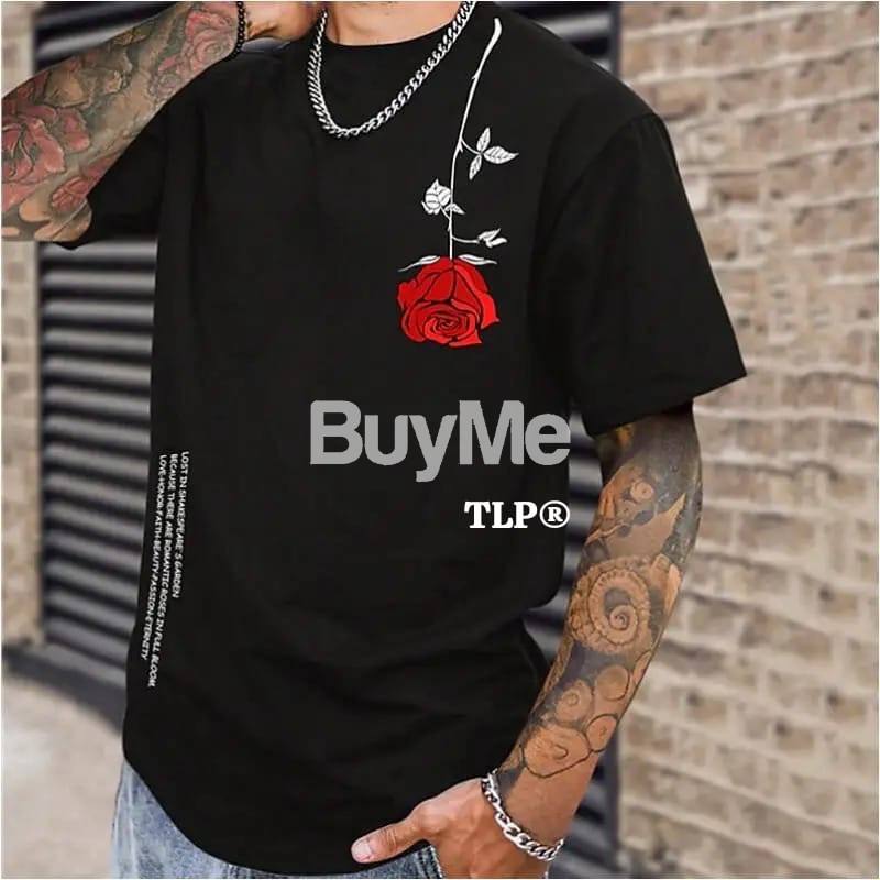 T SHIRT- RED ROSE DESIGN