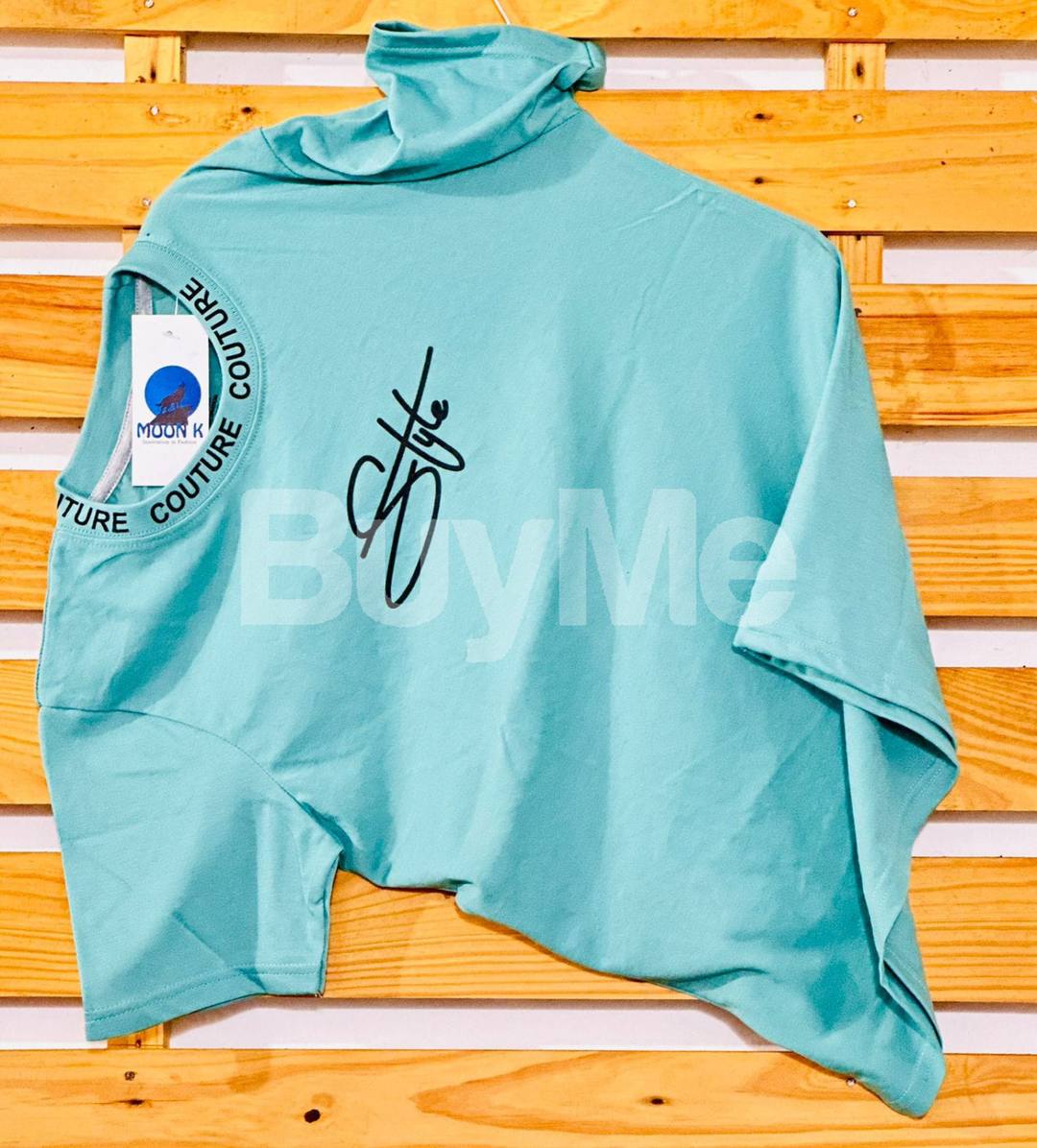 RIB PRINT T SHIRT - LIGHT BLUE