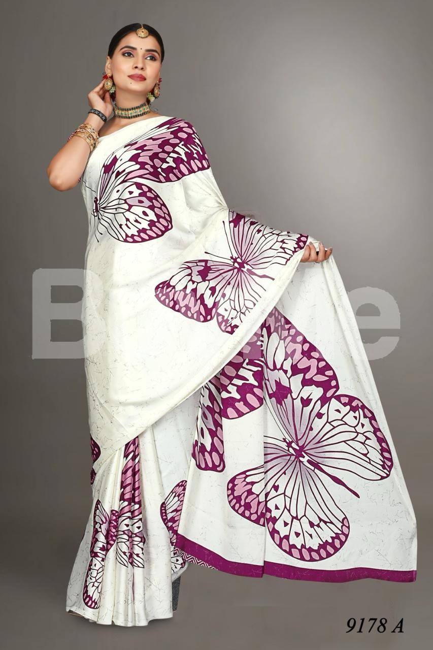 VALENTINA SILK BATIK - PURLE & WHITE