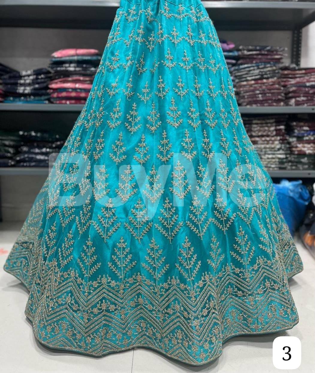 NET LEHENGA WITH CODING WORK