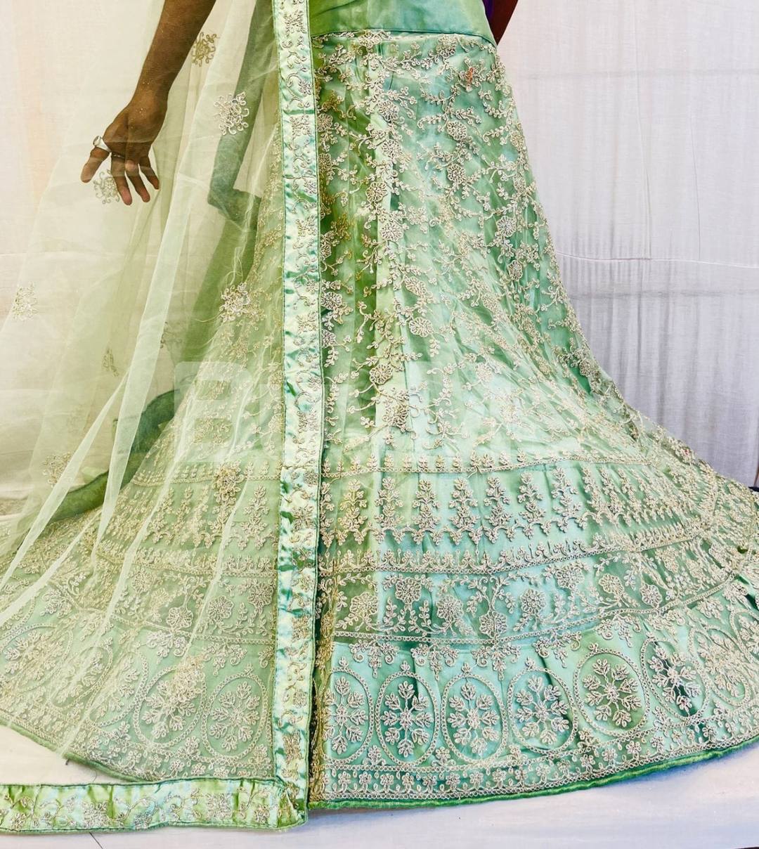 NET LEHENGA WITH CODING WORK