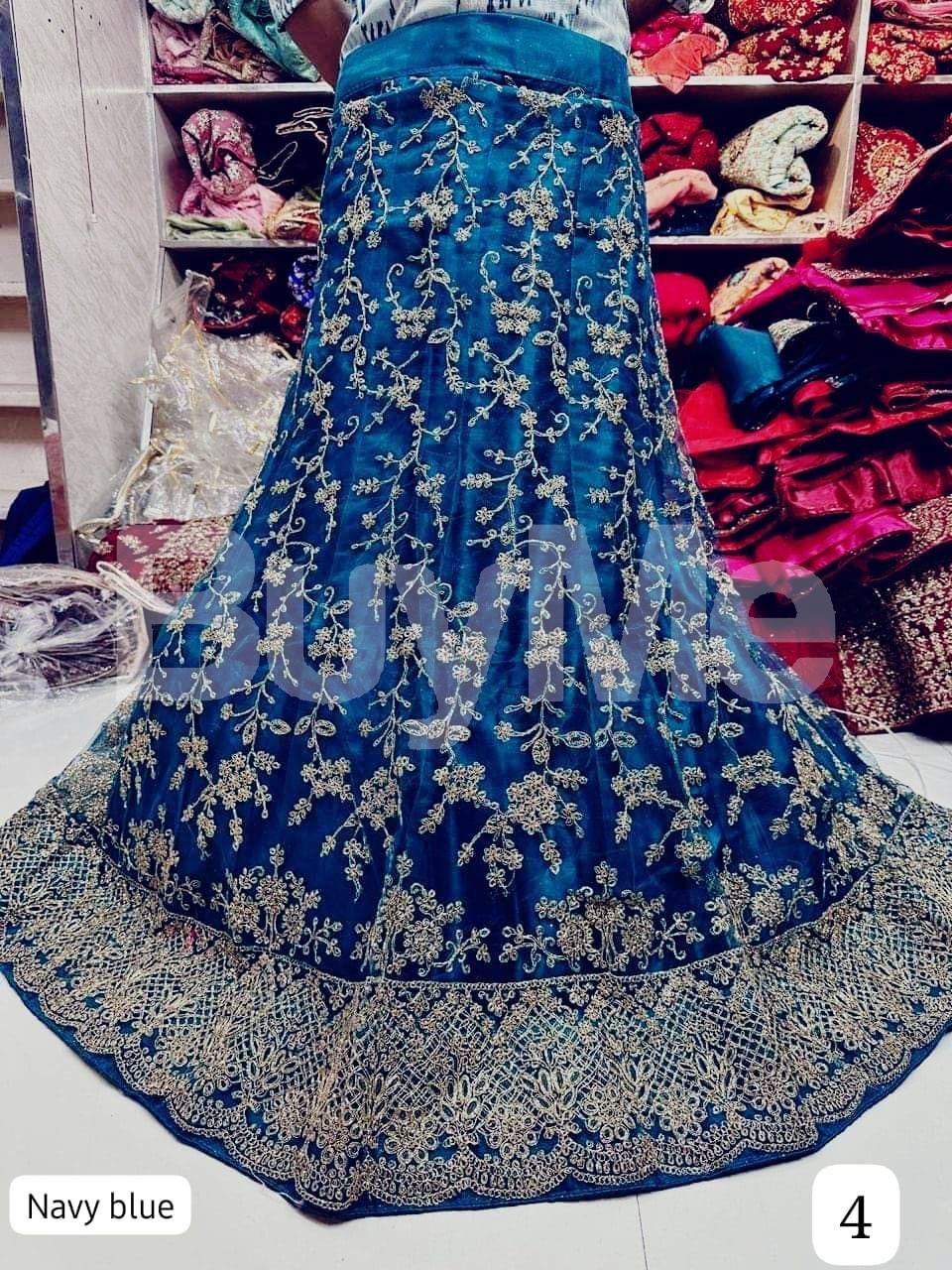 NET LEHENGA WITH CODING WORK - BLUE 1