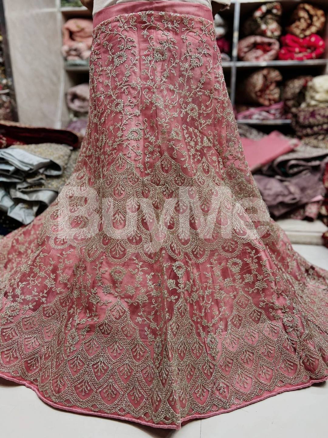 NET LEHENGA WITH CODING WORK - PINK
