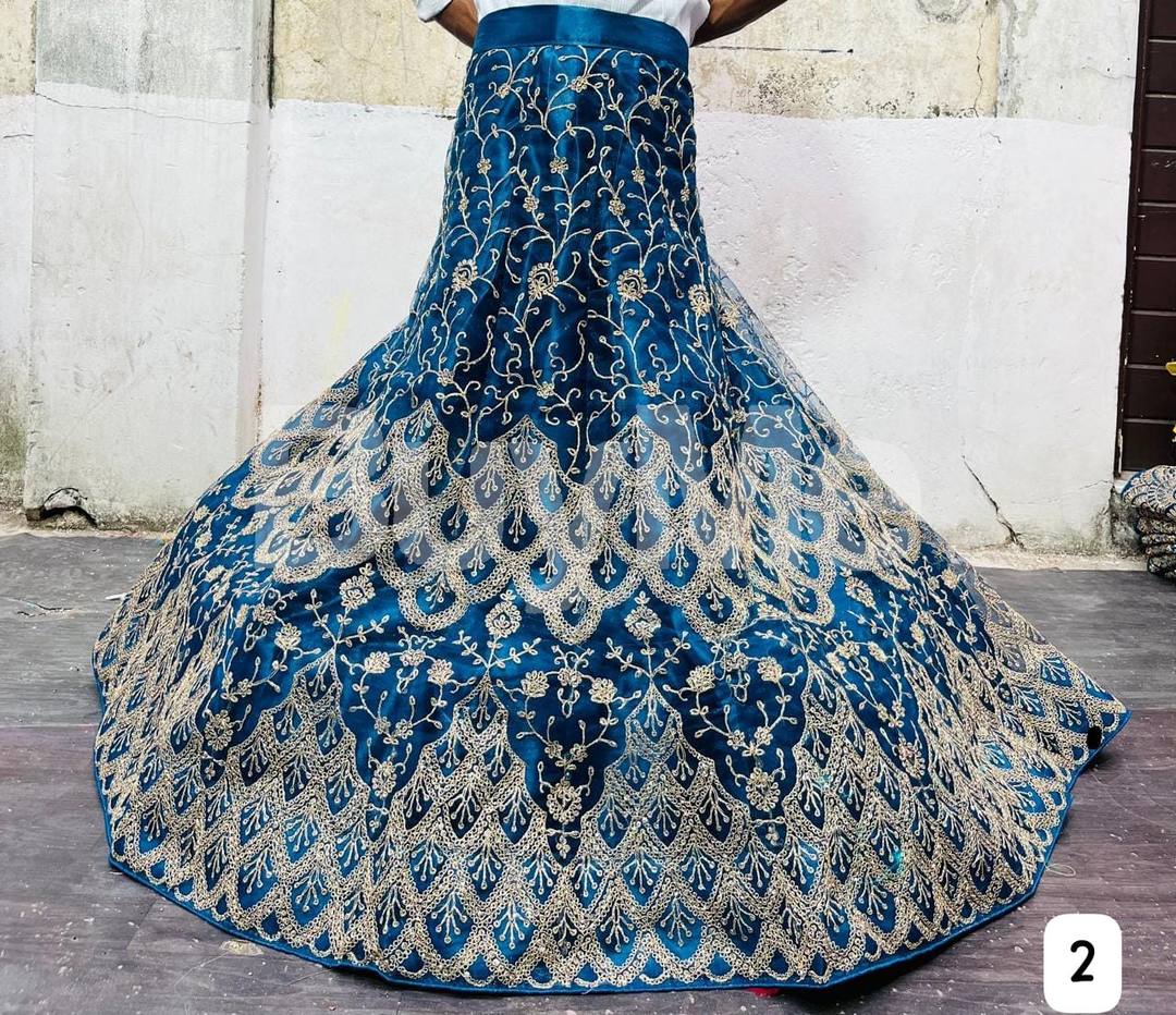 NET LEHENGA WITH CODING WORK - BLUE 2