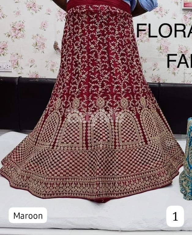 NET LEHENGA WITH CODING WORK - RED 2