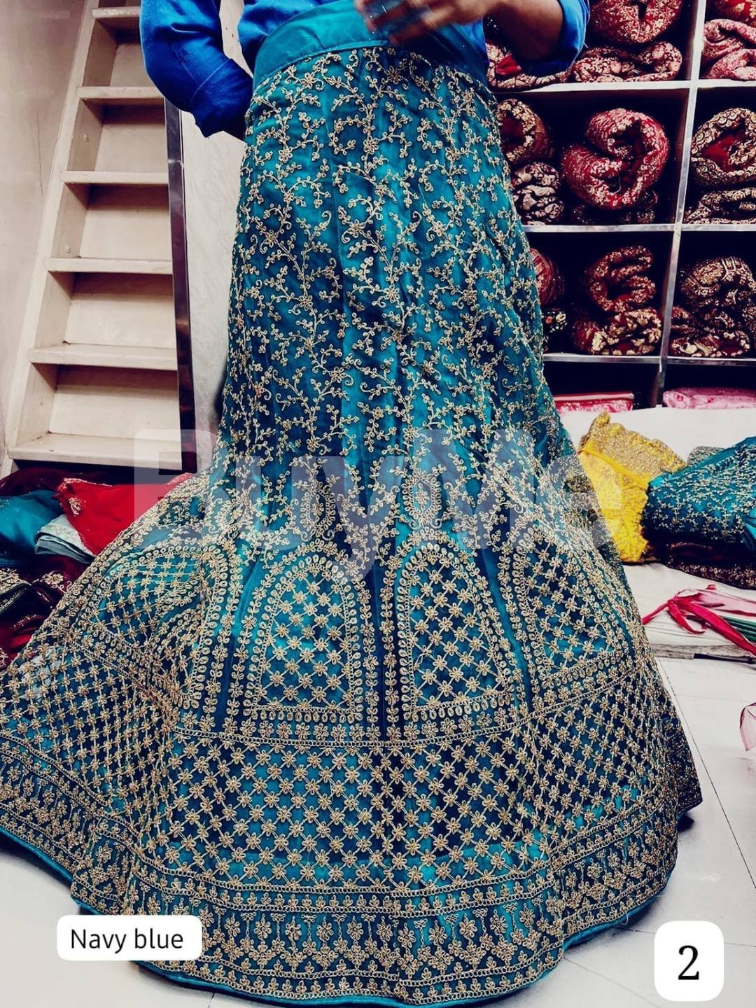 NET LEHENGA WITH CODING WORK - BLUE 3