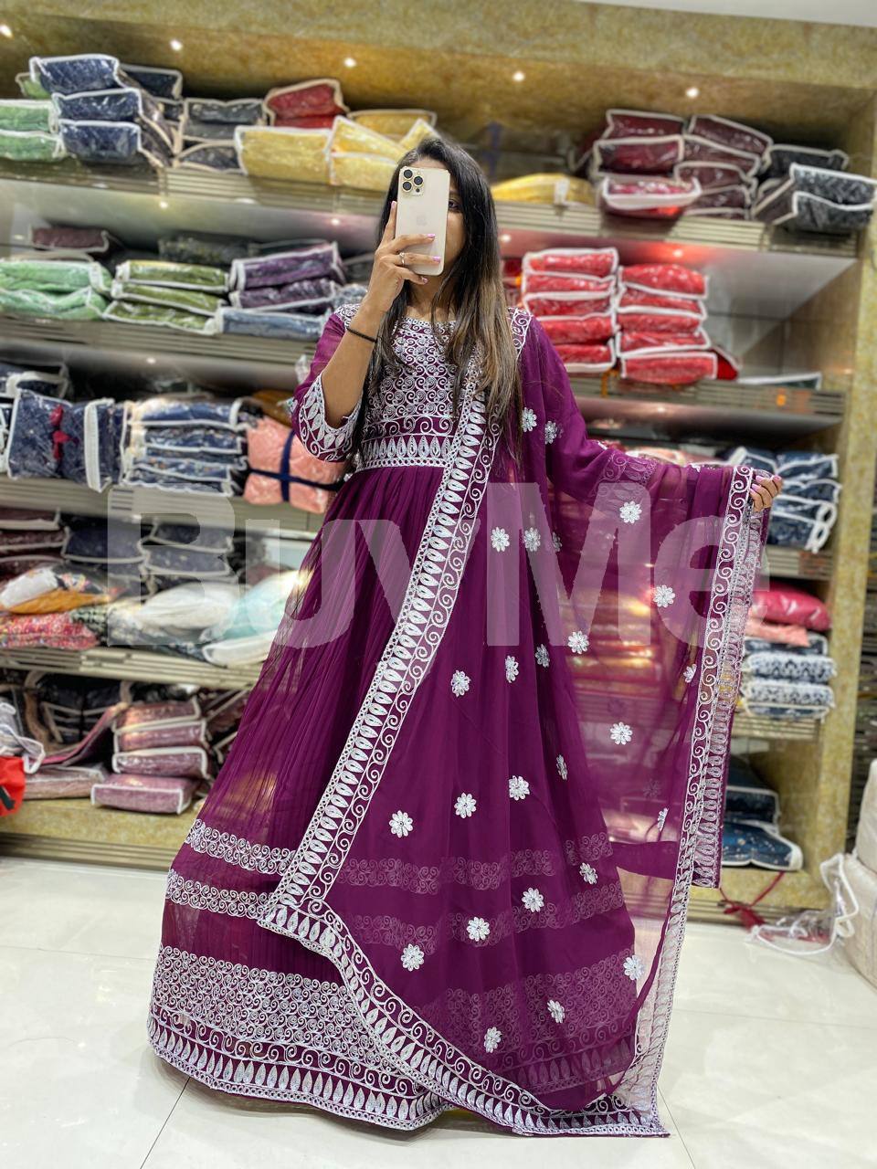 HAVEY GEORGEET WITH CREZ AND HAVEY EMBROIDERY WORK DRESS