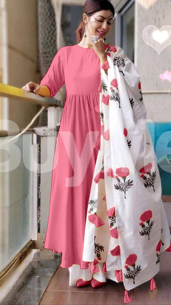 NEW LAUNCHING KURTIS, PANT WITH DIGITAL PRINTED DUPATTA - PINK