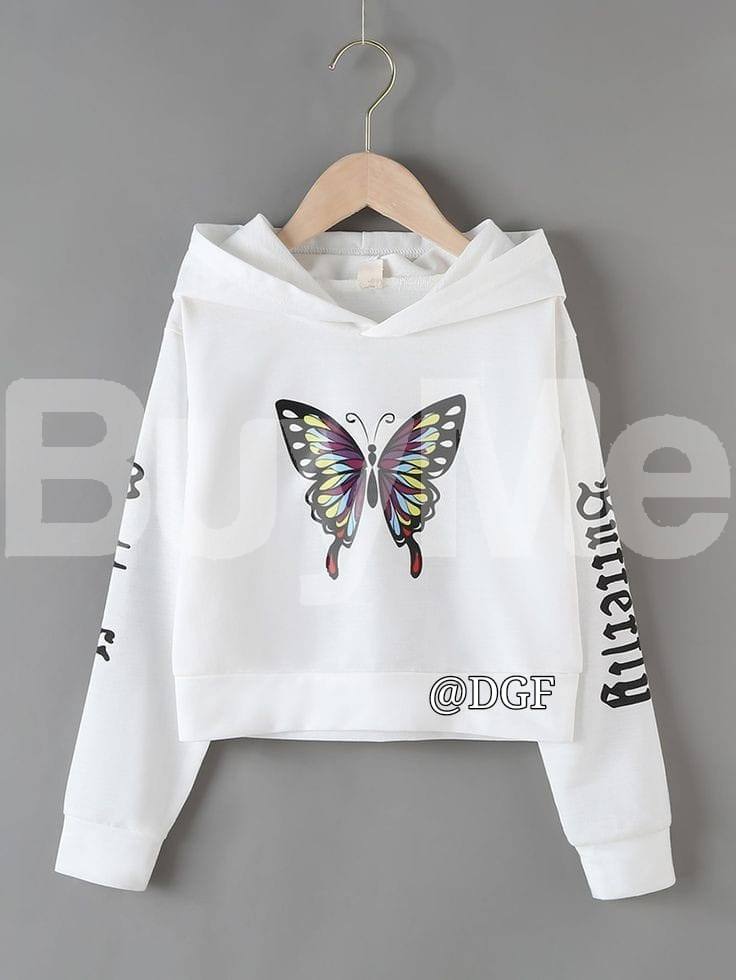 BUTTERFLY'S LADYS HOODY - WHITE