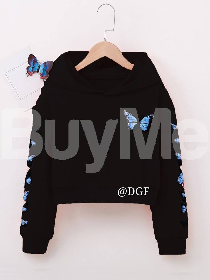 BUTTERFLY'S LADYS HOODY - BLACK