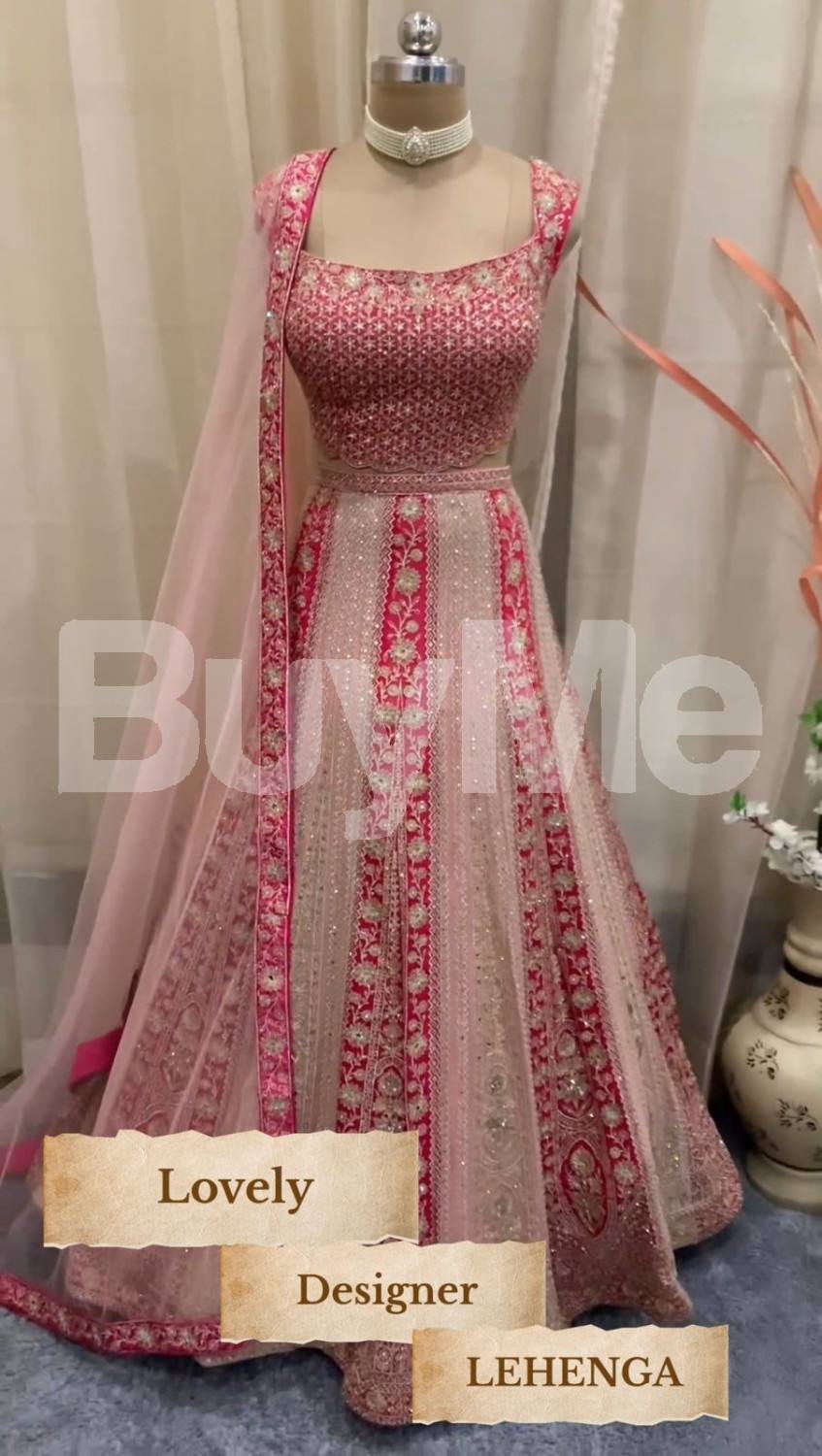 TWO COLOR BRIDAL WEAR HEAVY EMBROIDERY SEQUENCED LEHENGA SET