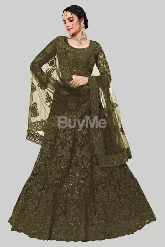 LEHENGA SET - OLIVE GREEN