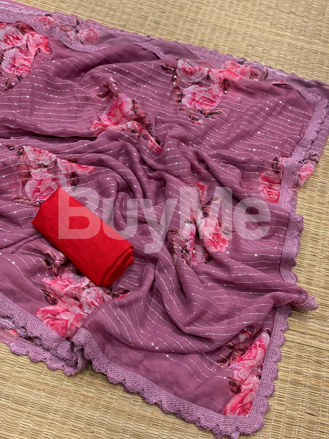 GEORGATTE SAREE WITH DIGITAL PRINT - 3