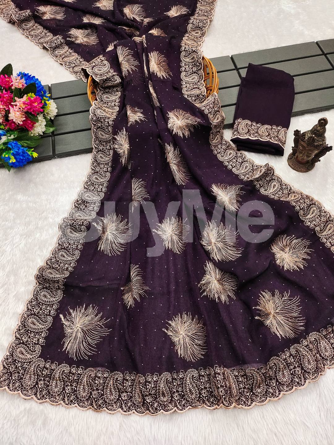 NEW LAUNCH DESIGNED SAREE - DARK PURPLE