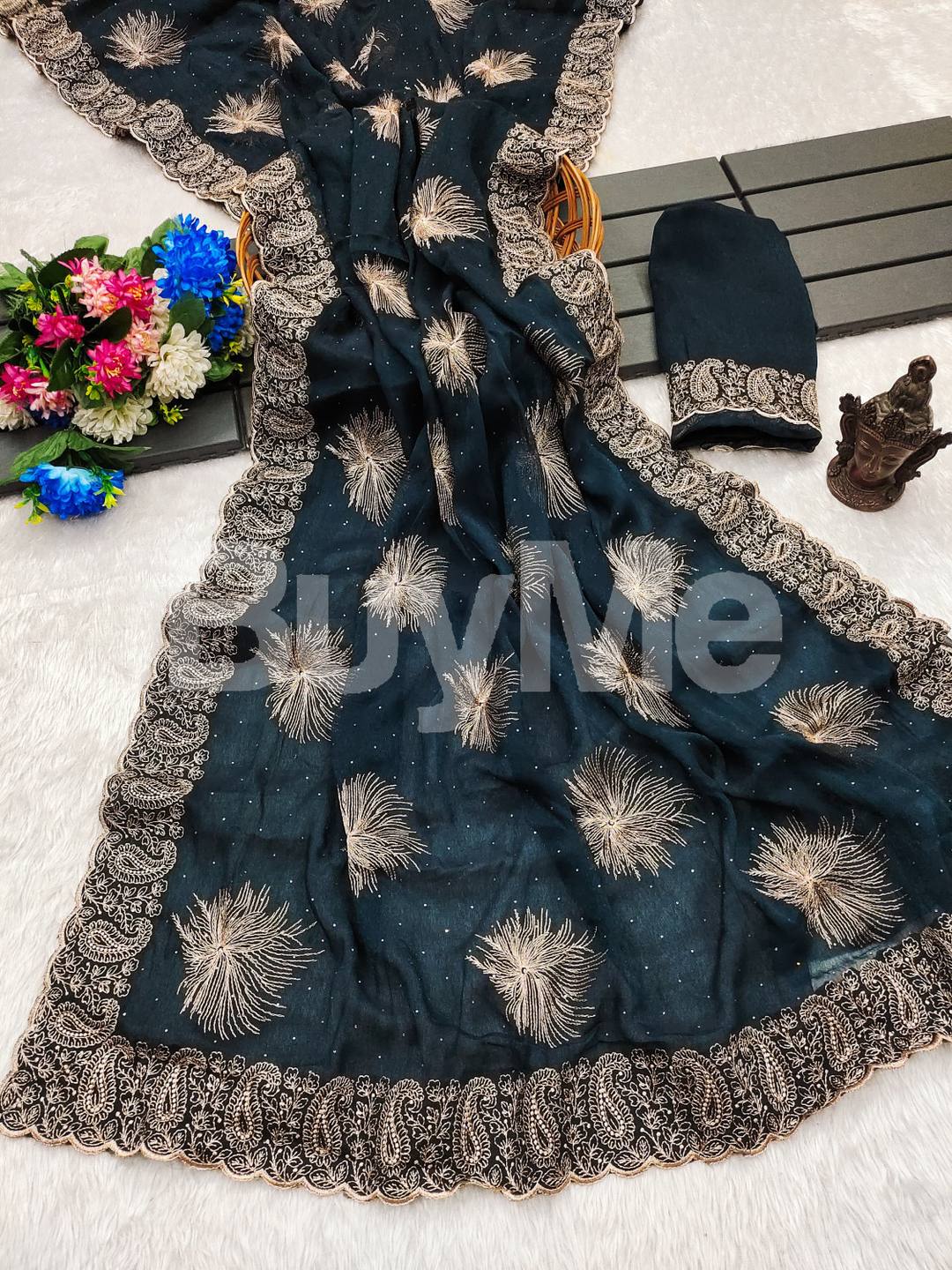 NEW LAUNCH DESIGNED SAREE - DARK BLUE