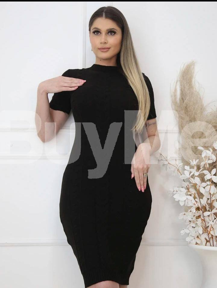 NECK BODYCON DRESS - BLACK