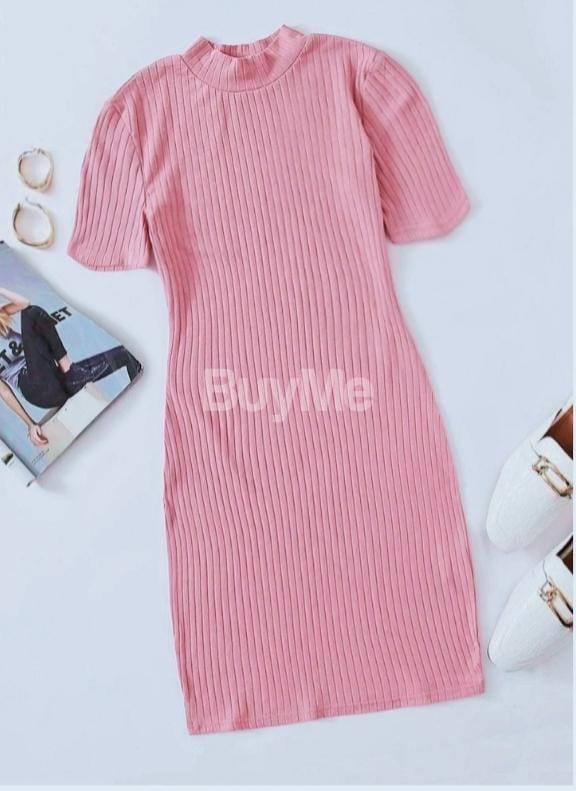 NECK BODYCON DRESS - PINK