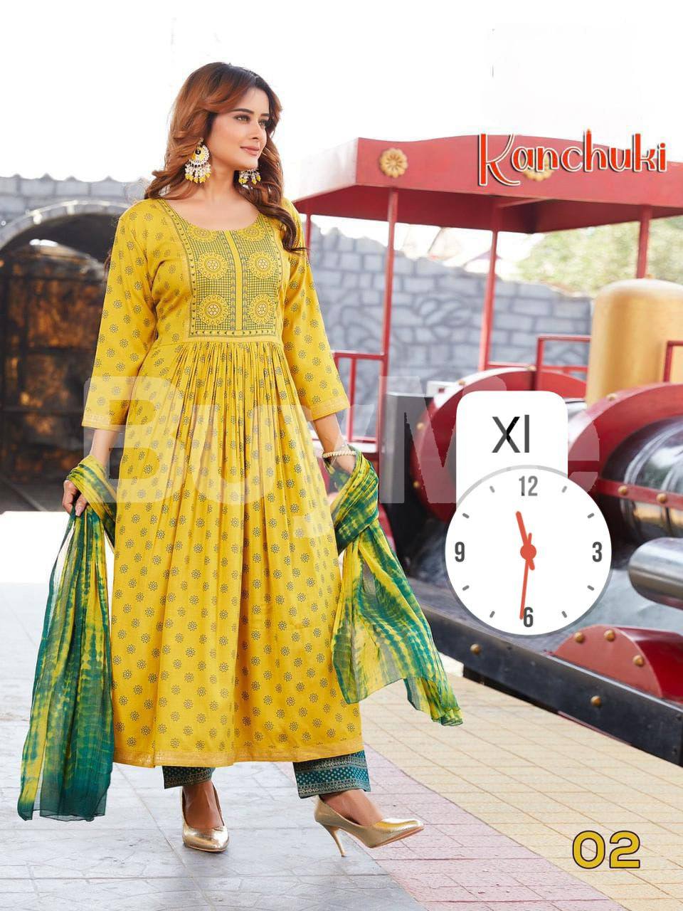 KANCHUKI KURTHA SET - YELLOW
