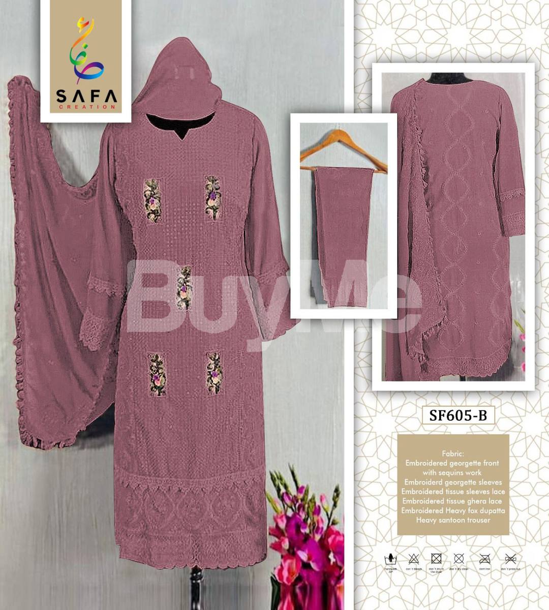 GEORGETTE WITH EMBROIDERY, HANDWORK, AND LACES KURTA - LIGHT PURPLE