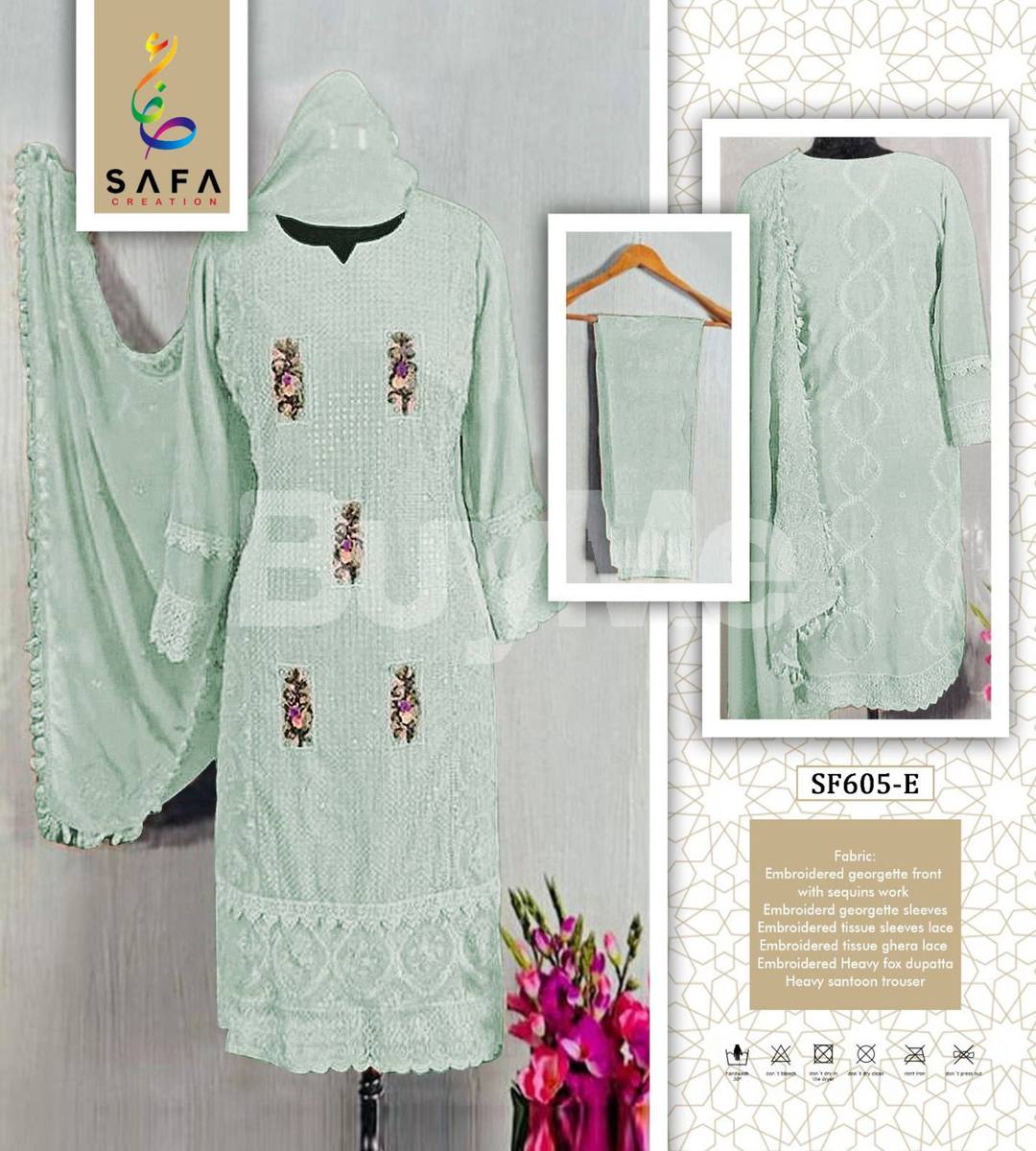 GEORGETTE WITH EMBROIDERY, HANDWORK KURTA - LIGHT BLUE