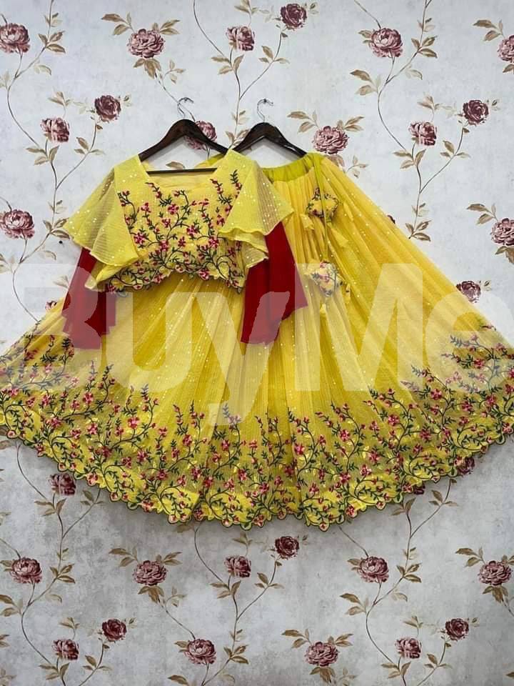 KIDS SEEQUINS LEHENGA - YELLOW