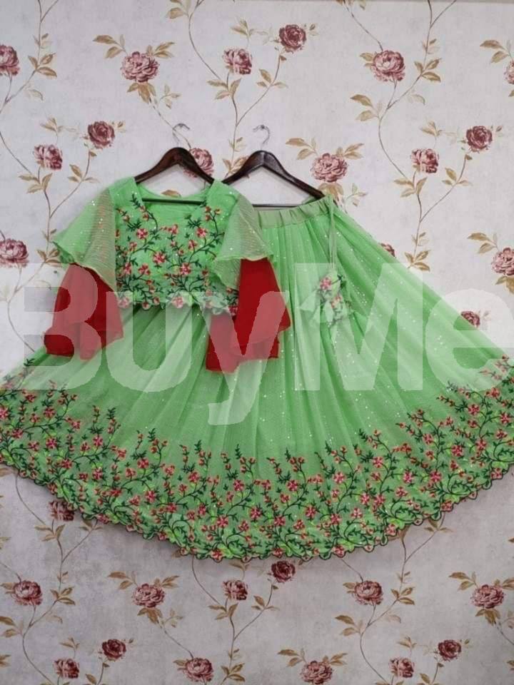 KIDS SEQUENCE LEHENGA - LIGHT GREEN