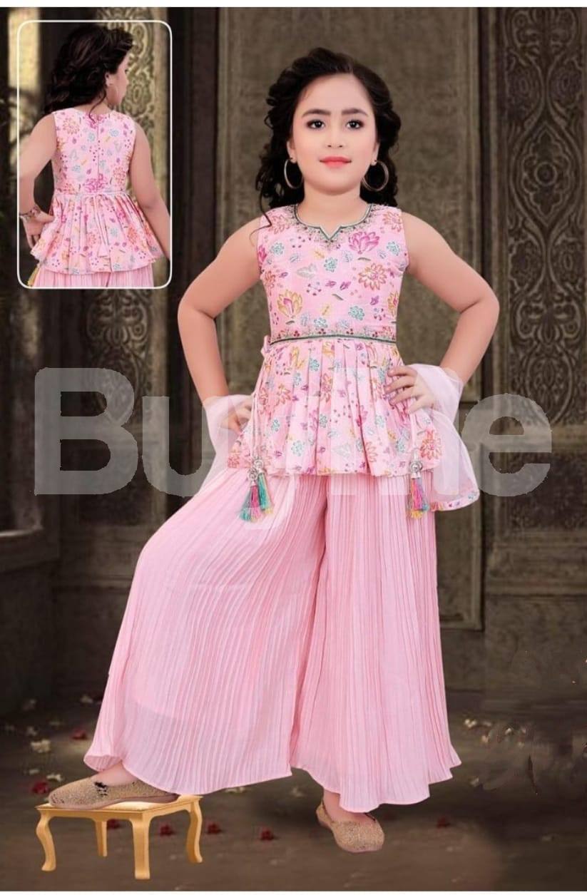 KIDS DIGITAL PRINTED PINK COLOR FROCK - PARTY WEAR