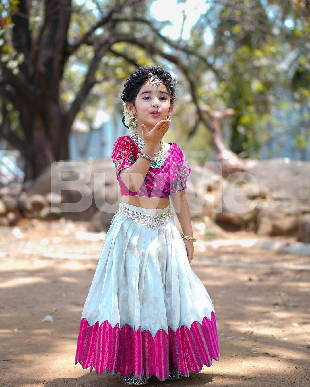 DESIGNED SAREE FOR KIDS - PINK