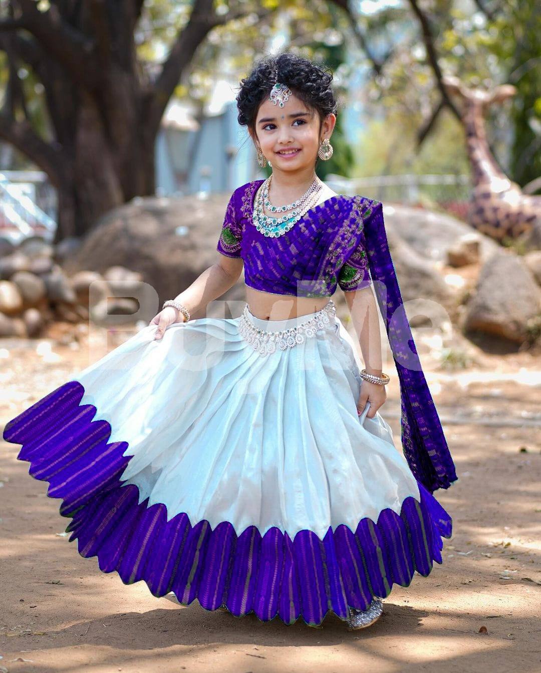 DESIGNED SAREE FOR KIDS - PURPLE