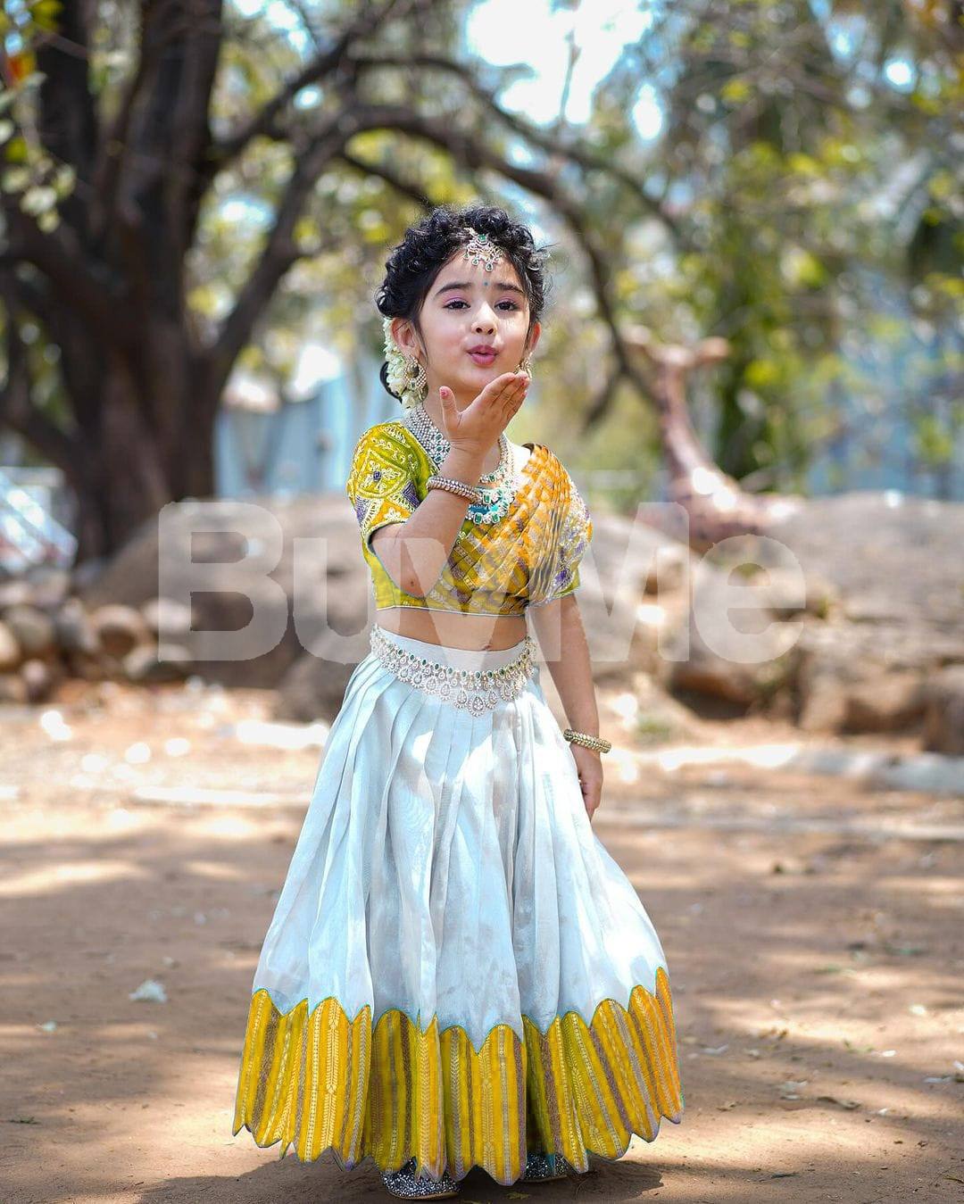 DESIGNED SAREE FOR KIDS - YELLOW